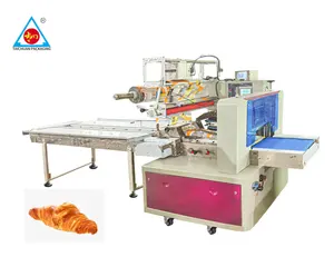 Fully automatic sandwich croissant bread toast food horizontal packing machine pillow packing machine with Nitrogen