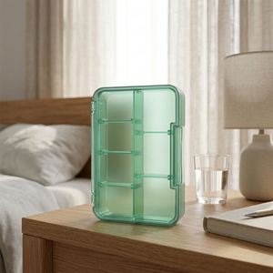 Organizador de Pastillas Semanal con Botones de Colores, Portátil, Dispensador de Medicamentos y Vitaminas para Viaje - Product Image 3