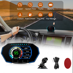 شاشة عرض أمامية للسيارة F11 مع نظام إنذار أمان OBD2 ونظام تحديد المواقع GPS مزدوج، شاشة LCD تشخيصية 4 بوصات لعرض درجة حرارة الماء والزيت وعداد السرعة - Product Image 2