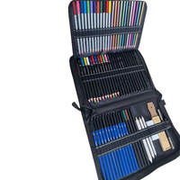 Ensemble de 73 crayons de couleur et de dessin avec grande trousse de rangement pour étudiants et artistes, kit complet d'accessoires artistiques
