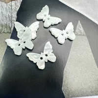 Kancing Resin Kupu-kupu Merek UCHARM Model BT005 Grosir, 2 Lubang, Lapisan Pelapis, Logo Embos, Bisa Dicuci Kering, Untuk Anak-anak