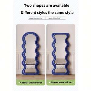 Factory Flannel Wavy Framed Salon Dressing <b>Table</b> with Full-Length Floor Wall <b>Mirror</b> 3mm Thickness Wavy Patterns for Home Decor - Product Image 5