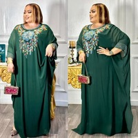 Nouvelle Arrivée 2025 – Abaya en Coton Grande Taille pour Femme, Robe Longue Musulmane Ample Brodée de Strass, Manches Chauve-Souris, Kaftan Ramadan