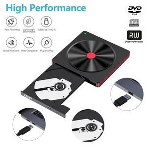 [GIET] Gaya Baru USB Tipe-c Eksternal DVD Drive/Burner/Optical Drive CD RW DVD RW Superdrive Disc Duplikator Kompatibel dengan Mac