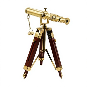 Telescopio Náutico Vintage de Latón Chapado en Oro con Trípode de Madera, 10 Pulgadas, Aumento 5X, Grabado Láser para Decoración del Hogar - Product Image 5