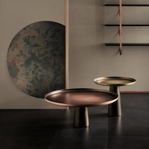 Mesa de centro redonda de lujo nórdica moderna, material de acero, mesa de centro de sala de estar simple para el hogar y el hotel - Product Image 6