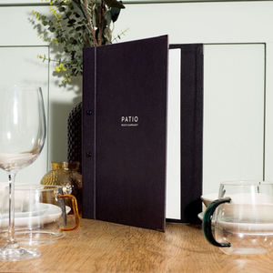 Menu en cuir noir personnalisé pour restaurants, cafés et bars, avec reliure à vis, pour la vente en gros - Product Image 3