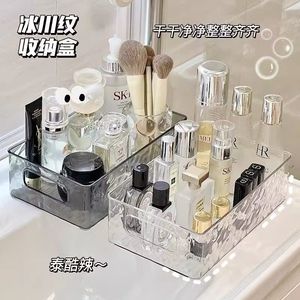 <b>Acrylic</b> Solid Color Desktop Storage Box 18L Multifunctional <b>Organizer</b> <b>Makeup</b> Cosmetics Office Dormitory Use Transparent Gray Bow - Product Image 2