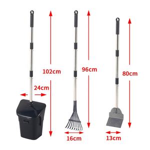 סיטונאי כלב פופר ספייר גדול המסתובב ומגרפה עמיד לפדות נירוסטה ארוך ידית כלי סילוק פסולת - Product Image 2