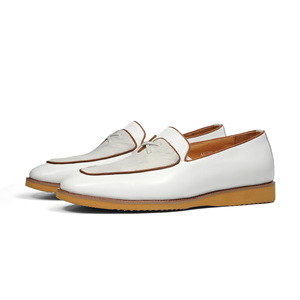 Men's genuine leather casual white formal loafers with minimalist design, pointed toe, top-grain cowhide men's <b>style</b> <b>shoes</b> - Product Image 6