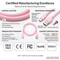 Pabrik LUNG KAY Grosir Kabel Silikon Tipe C 3A 2.0 USB a ke c Kabel Data 5v2.4a Kabel Pengisian Cepat USB untuk Ponsel