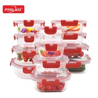 Pyglass Superior Meal Prep Ensemble de récipients de stockage des aliments en verre avec couvercles verrouillables à charnière sans BPA Boîte de rangement