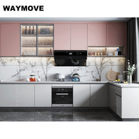 WAYMOVE Moderne Gris Foncé Armoires de Cuisine Laque Acrylique Traitement de Surface Comprend Évier Charnière Tiroir Glissière Robinet Marbre