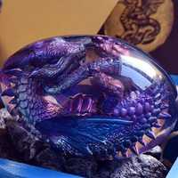 Lave oeuf de poche feu Dragon lumineux rêve cristal Transparent à la main Sculpture feu poche Dragon Souvenir
