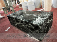Table d'appoint ou table basse rectangulaire en marbre naturel rainuré vert pour salon