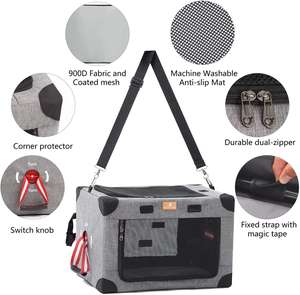 Niche Portable à 3 portes pour chiens, caisse de voyage pliable et sur le côté pour animaux domestiques, pour petits, moyens et grands chiens, usage intérieur et extérieur - Product Image 6