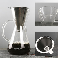 Verseuse à café en verre et acier inoxydable avec poignée, graduée, 600 ml et 800 ml, pour service et préparation par infusion (pour-over) – Fournisseur Fabricant