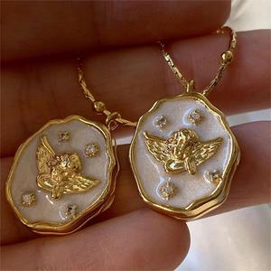 Angel Open Close Album Box Pet Photo Frame Pendant Necklace Personalized Retro Commemorative <b>Meaning</b> 18K Gold Plated Fashion - Product Image 1