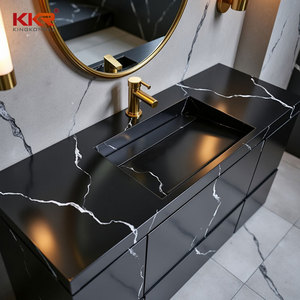 Lavabo de Pared de Superficie Sólida de Acrílico Modificado con Patrón de Mármol KKR para Baño - Product Image 5