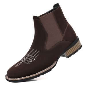 2025 New Arrival Chelsea Boots Embroidered Slip-on Boots Men's Suede Boots - Product Image 5