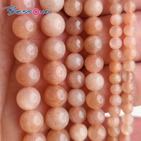 Bestone Hạt Tròn Lỏng Đá Bán Quý Tự Nhiên Chất Lượng Cao Hạt Đá Mặt Trăng Đào Cam Để Làm Trang Sức