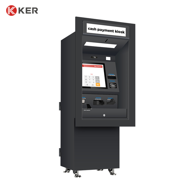 KER 19-Inch Floor Standing ATM/CDM Security Machine ID Card Scanner Deposit Withdrawal Barcode Reader Indoor Bank SDK Toughened