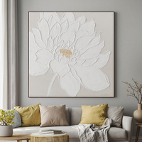Peinture à l'huile abstraite florale blanche 3D - Art floral texturé fait main sur toile pour la décoration intérieure