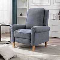 Fauteuil inclinable en tissu style Mid-Century avec pieds en bois, fauteuil d'appoint individuel pour salon, chambre ou petit espace