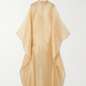 Abito Lungo <span class=keywords><strong>da</strong></span> <span class=keywords><strong>Donna</strong></span> Estivo Traspirante <span class=keywords><strong>su</strong></span> <span class=keywords><strong>Misura</strong></span> in Organza Plissettata Metallizzata con Colletto Rialzato Casual - Product Image 2