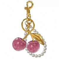 Cadeaux & Artisanat Porte-clés Porte-clés Cherry Bag Charm Fashion Accessories Golden Key Chain Glitter Resin Purse Charm for Bags