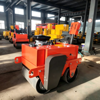 Rouleau compresseur manuel vibrant hydraulique à double tambour à entraînement intégral 500 kg 800 kg, vente chaude en Chine
