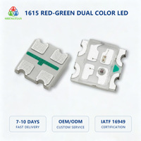 LED SMD bicolore fiable 1615, 1,6x1,5x0,55mm, 3V 5mA 0,06W, rouge et vert, dimmable, avec lentille zoom pour indicateurs de statut