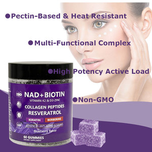 Gomitas con Suplemento de NAD+ (60 Unidades) con Biotina 10000mcg, Colágeno, Resveratrol, Queratina, Berberina, Zinc, Vitamina D3 y K2 para un Envejecimiento Saludable y Energía - Product Image 5