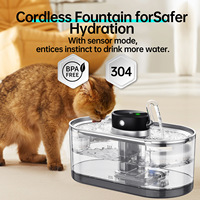 Fontaine moderne et élégante pour chat et chien, en acier inoxydable, pompe silencieuse sans fil, distributeur d'eau automatique pour animaux de compagnie, étanche IPX8, rechargeable