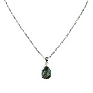 Pendentif en seraphinite naturelle en gros, en argent 925, en forme de goutte d'eau, avec pierre de cristal verte, pour femme, à porter au quotidien - Product Image 4