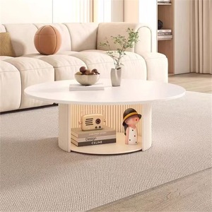 Mesa de Centro de Piedra, Mesa de Centro Redonda Compacta y Moderna Minimalista para Apartamentos Pequeños, Mesa Auxiliar de Perfil Bajo - Product Image 3