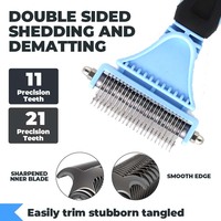 Ensemble de toilettage pour animaux de compagnie en acier inoxydable 3 pièces : Brosse lissante autonettoyante et peigne démêlant pour chiens - Vente en gros