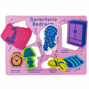 Puzzle en mousse EVA, puzzle <span class=keywords><strong>de</strong></span> chambre à coucher, table <span class=keywords><strong>de</strong></span> chevet, lampe, armoire, coussin, meubles, motifs, mots à trouver pour les enfants, reconnaissance éducative - Product Image 4