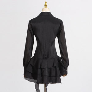 Vestidos Cortos de Manga Larga con Diseño de Costuras Laterales en Madera para Mujer, Nueva Moda - Product Image 3