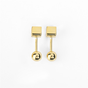 <b>Stud</b> <b>Earrings</b> 4Mm Square Gold Geometric Design For Couples Gift - Product Image 5