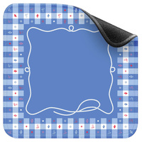 Superbe tapis de Mahjong Western Rodeo, 31,5 pouces, motif Gingham bleu et blanc avec motifs de cow-boy, housse de Mahjong