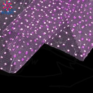 염색 폴리에스터 강화 메쉬 보라색 별이 빛나는 하늘 분말 코팅 호일 얇은 명주 그물 메쉬 니트 원단 반짝이 내마모성 원단 원피스 - Product Image 5