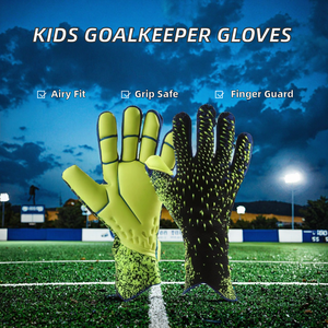 FLSB Elite Children's Unisex Goalkeeper Gloves Leather Hook Loop Closure Non-slip Finger-Guard Breathable Comfortable Training - Product Image 2