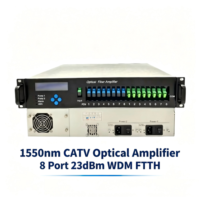 Factory sell 3~10dbm input 1550Nm Catv Optic Fiber Ftth Wdm 8 PORT 23 DBM Edfa cable tv Optical Amplifier