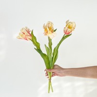 Bouquet de 3 tulipes artificielles effet naturel, fleurs en caoutchouc souple pour décoration de maison et de mariage