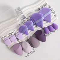 Ensemble d'éponges à maquillage violet rose, poudre à tamponner, sans latex, végan, doux, confortable, éponges à maquillage pour le mélange, ensemble de beauté