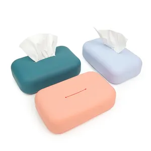 Caja de pañuelos de silicona al por mayor caja de pañuelos creativa soporte de pañuelos faciales portátil decorativo para el hogar