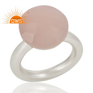 แหวนพลอยโรสชาลเซโดนีสีชมพูอ่อน แหวนเงินแท้ดีไซน์เนอร์สำหรับผู้หญิง ผู้จำหน่ายเครื่องประดับ คอลเลคชั่นคลาสสิก - Product Image 2