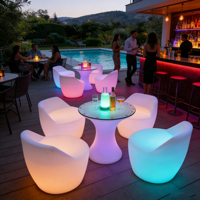 Ensemble de mobilier de bar lumineux et tendance, table et chaises pour salon de chicha, 16 couleurs, télécommande sans fil, étanche IP65