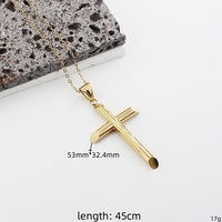 Bijoux fantaisie en acier inoxydable, chaîne à maillons mignonne, collier simple avec pendentif croix personnalisé, vente en gros unisexe, plaqué or 18 carats
